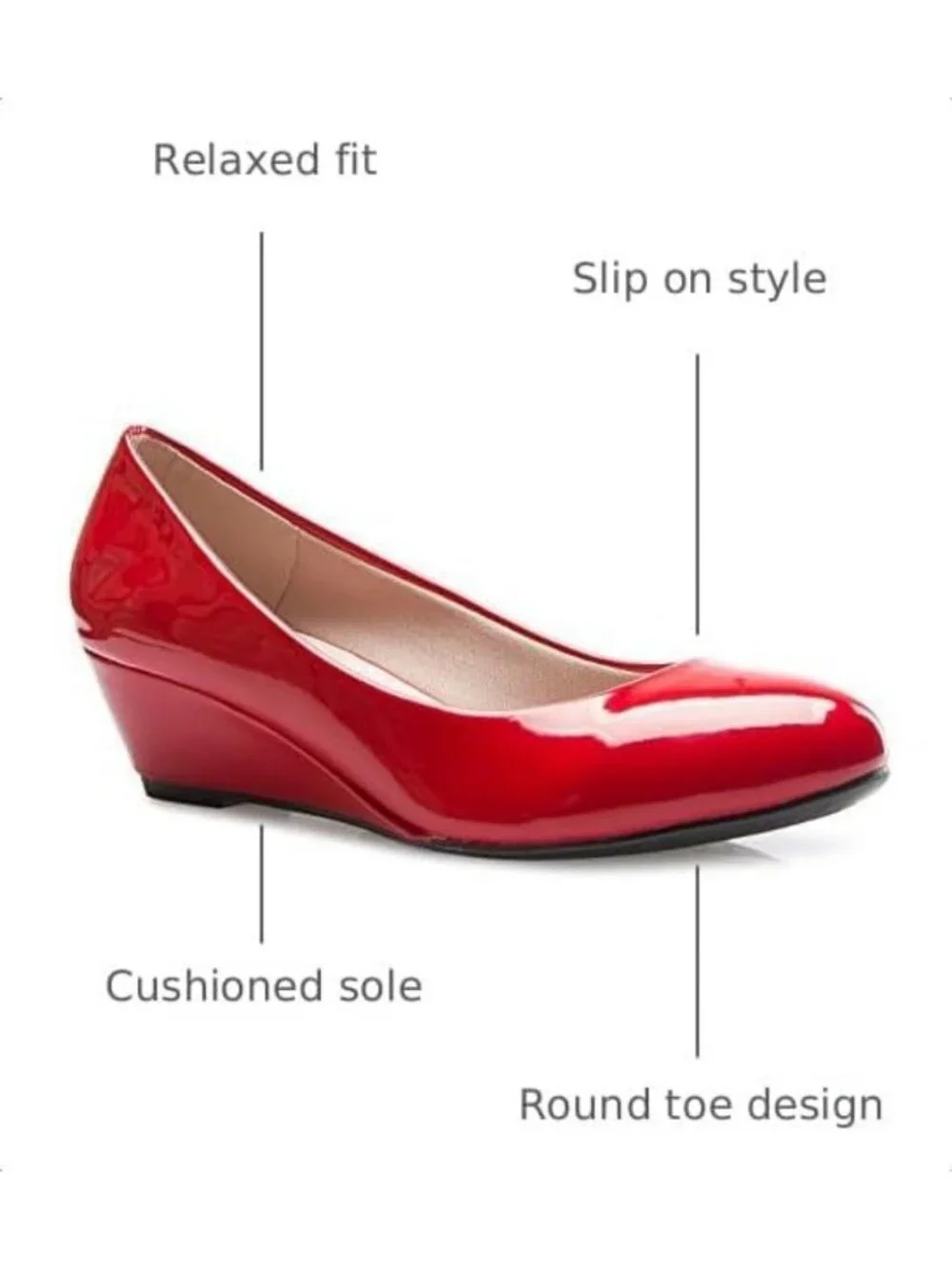 Glitter Rhinestone Low Wedge Comfort Shoes for Women - Round Toe Style